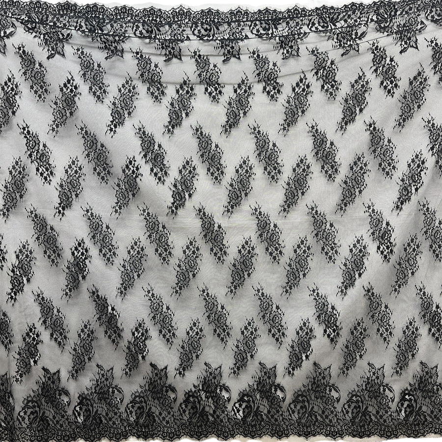 3 Yards Chantilly Embroidered Lace Fabric with Eyelash Scallop