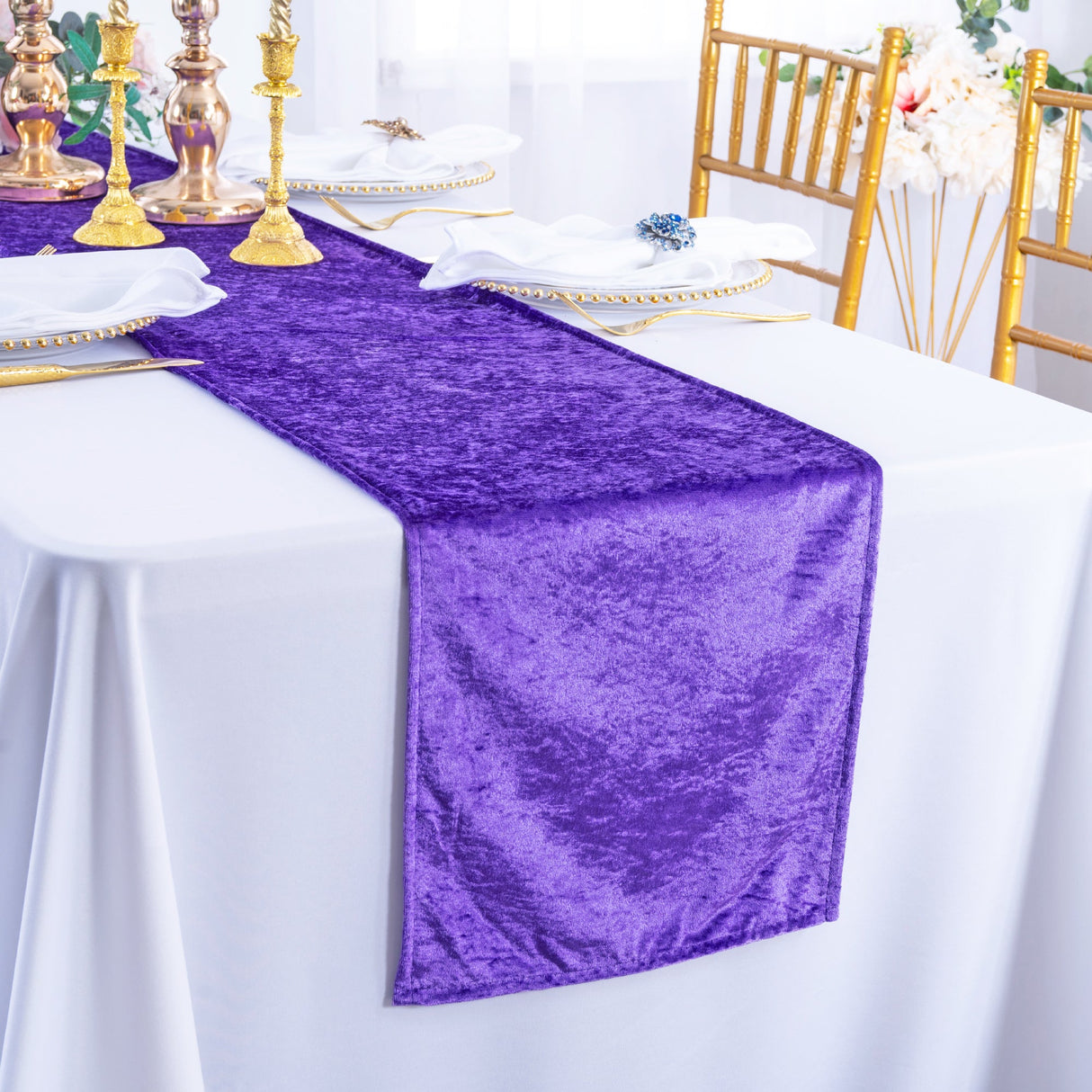 Crushed Velvet Table Runner 13x108 Victoria Lilac