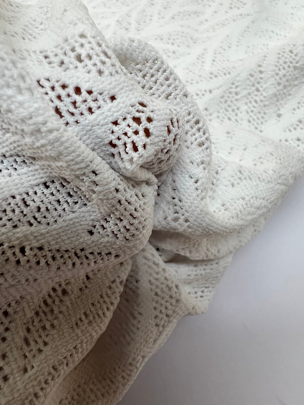 Polyamide Elastane Knitted Floral White Fabric