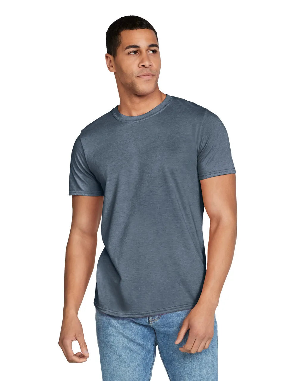 Gildan 64000 Softstyle Cotton Fabric - Heather Indigo, Modern Classic Fit, Short Sleeve (1 Unit)
