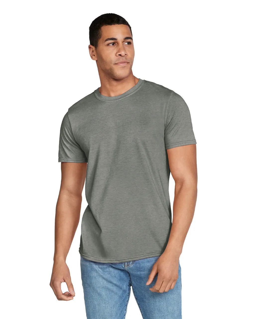 Gildan 64000 Softstyle Cotton Fabric - Heather Military Green, Short Sleeve T-Shirt, Modern Classic Fit (1 Unit)