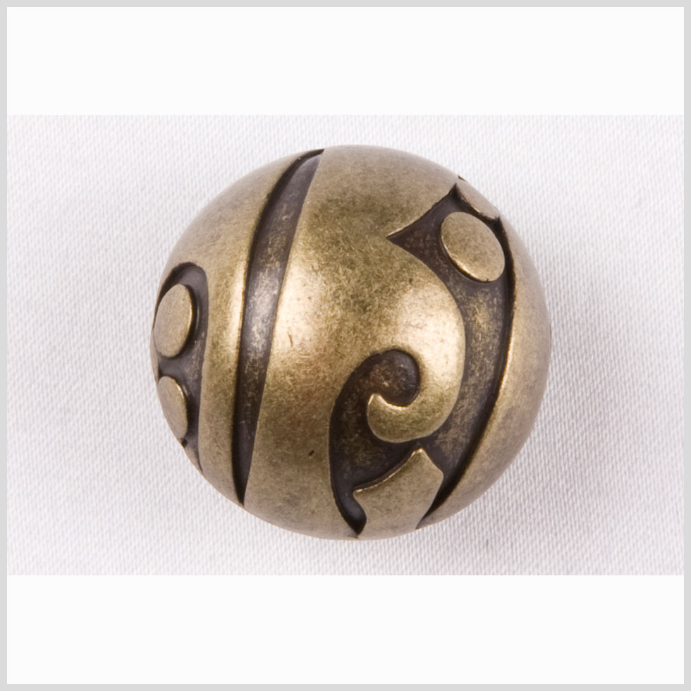 Decorative Old Brass Full-Sphere Metal Shank-Back Button - 28L/18mm