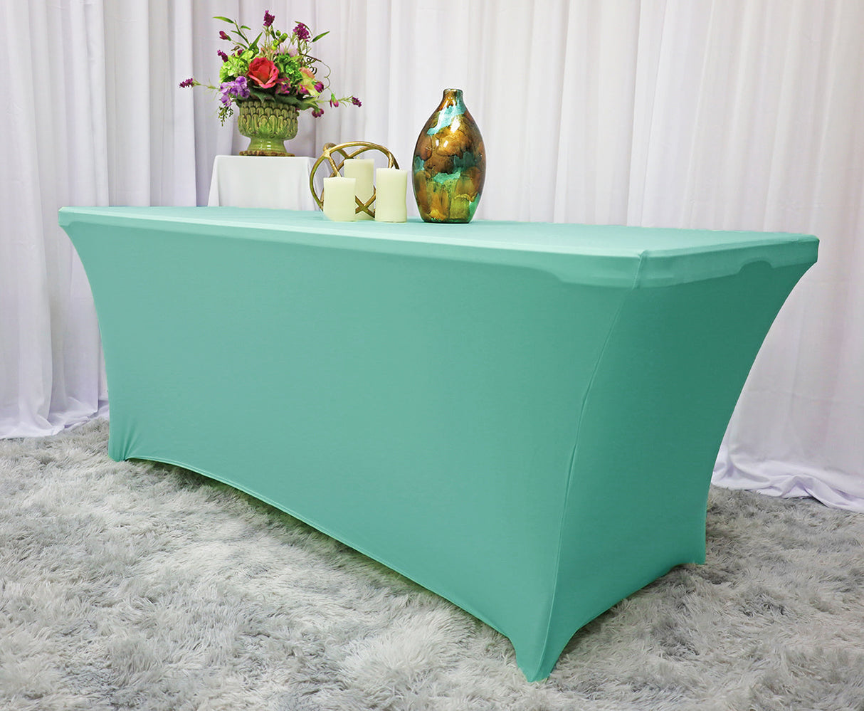 Rectangular Spandex Table Cover 8 Ft Tiff Blue/Aqua Blue