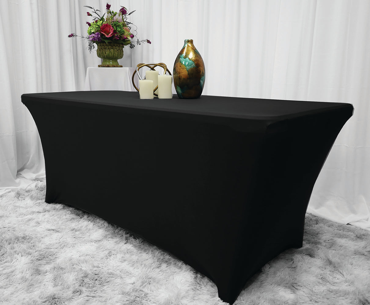 Rectangular Spandex Table Cover 6 Ft Black