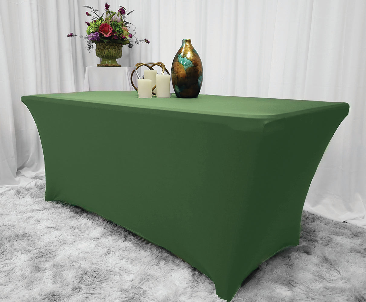 Rectangular Spandex Table Cover 6 Ft Clover Green