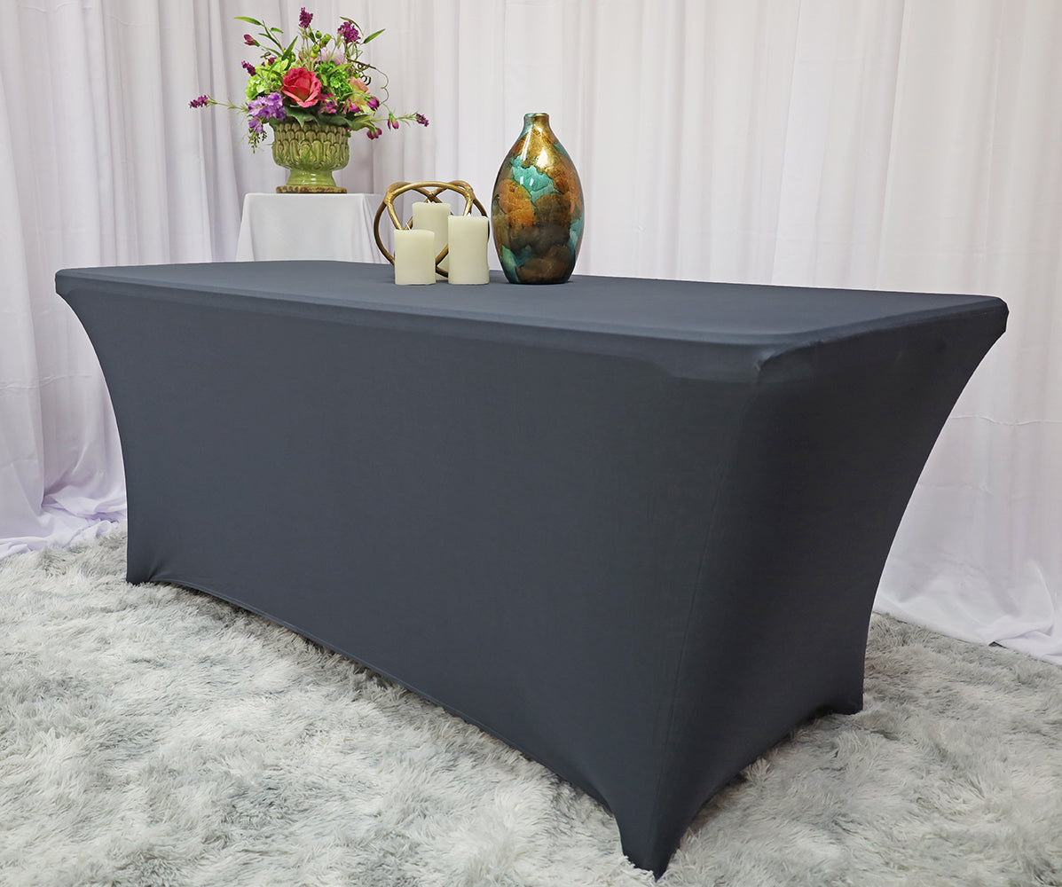 Rectangular Spandex Table Cover 5 Ft Pewter/Charcoal