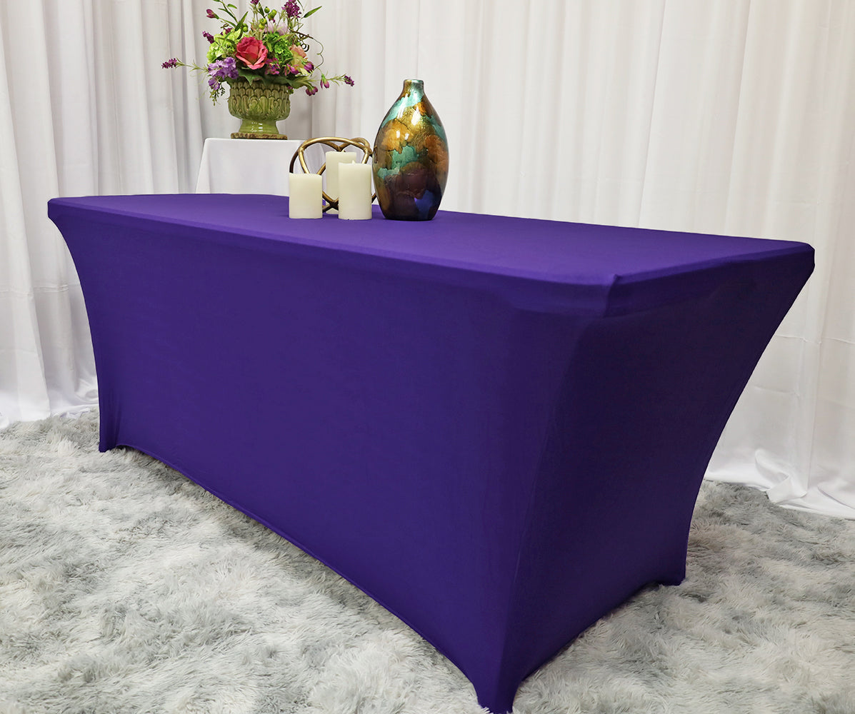 Rectangular Spandex Table Cover 8 Ft Regency Purple