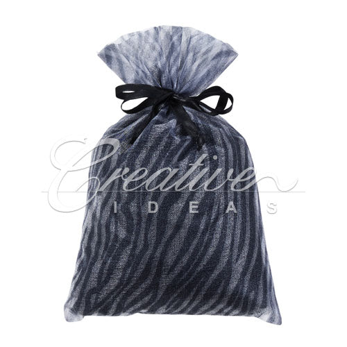 6"X 9" Organza Zebra Pouches - Sold By A Dozen Pieces ( 6 Pieces/Inner Pack) (White/Black)