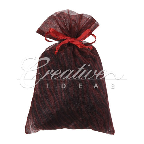 6"X 9" Organza Zebra Pouches - Sold By A Dozen Pieces ( 6 Pieces/Inner Pack) (Red/Black)