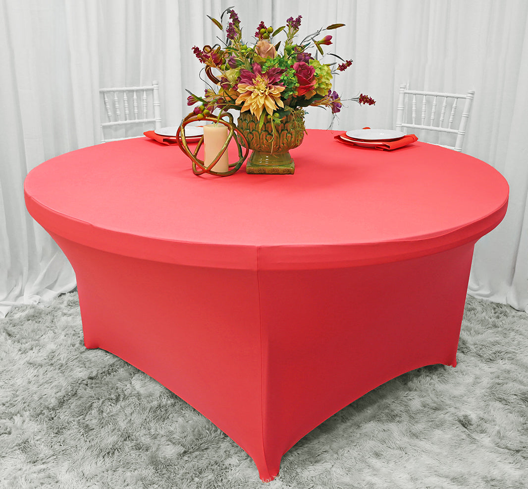 Round Spandex Table Cover 6 Ft Coral