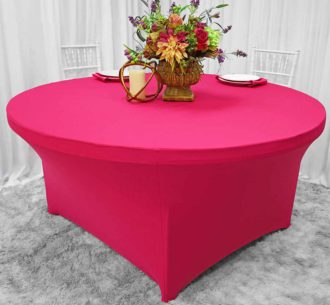 Round Spandex Table Cover 6 Ft Fuchsia