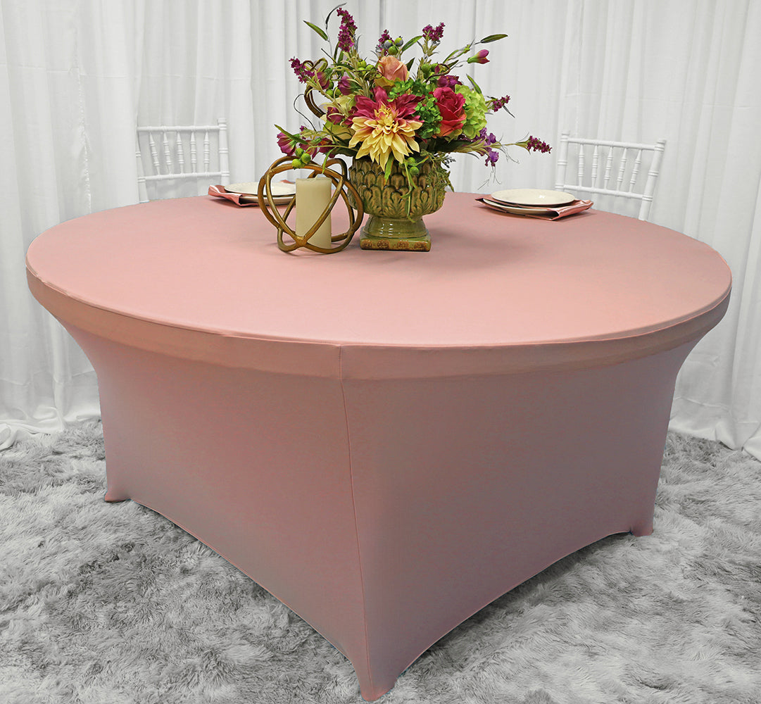 Round Spandex Table Cover 5 Ft Blush Pink