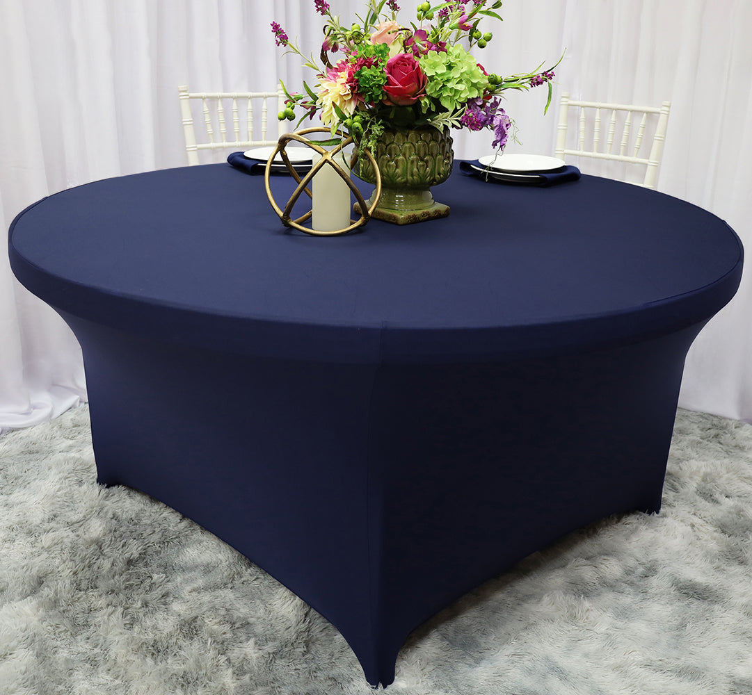 Round Spandex Table Cover 6 Ft Navy Blue