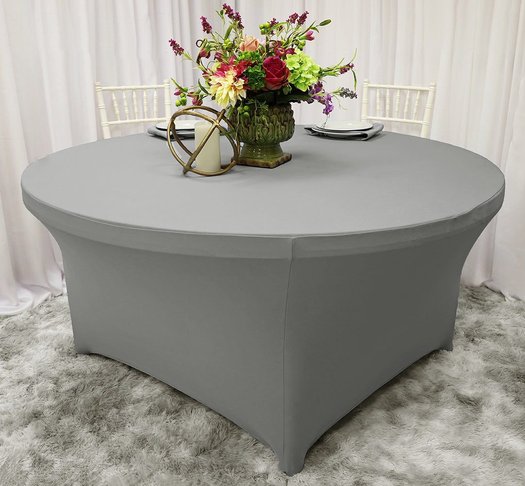 Round Spandex Table Cover 4 Ft Silver