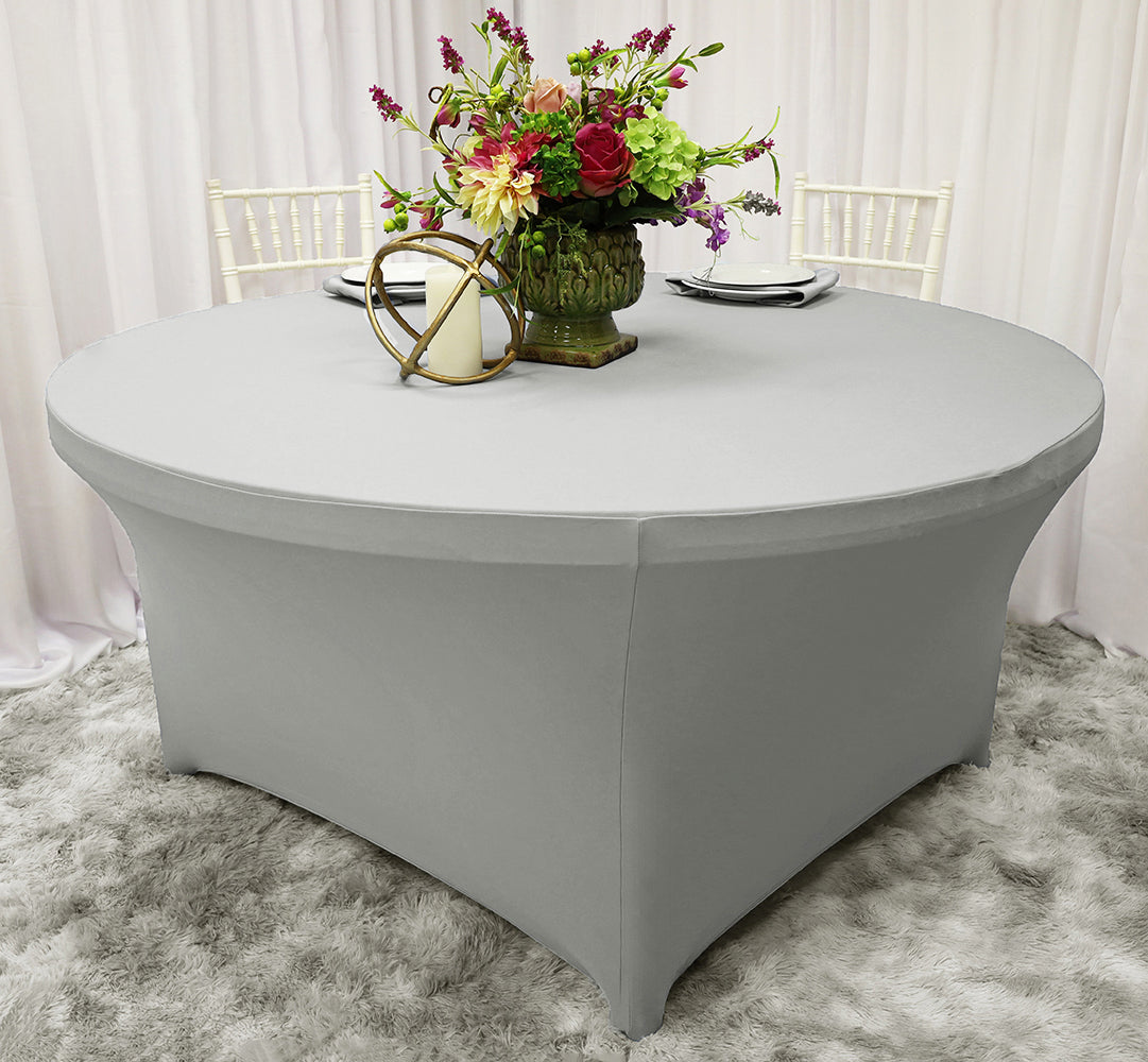 Round Spandex Table Cover 6 Ft Platinum
