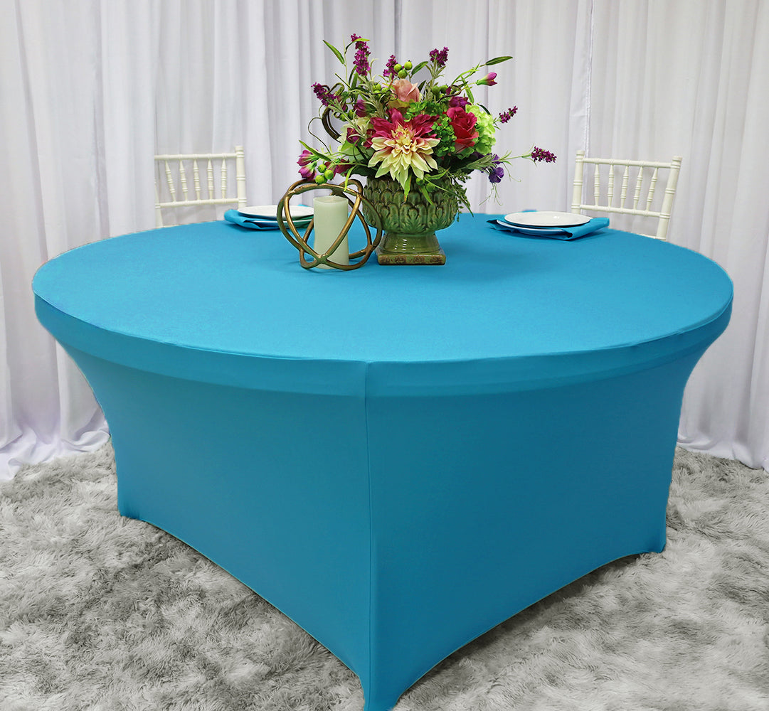 Round Spandex Table Cover 6 Ft Turquoise