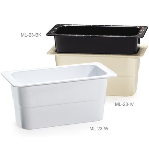 G. E. T. Melamine Food Pan 1/3 Size Insert Pan, 12 3/4" x 7" x 6" Deep, White