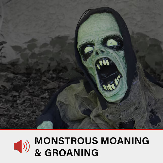 Haunted Hill Farm 1.75-ft Freestanding Moaning Lighted Zombie Animatronic Halloween Prop