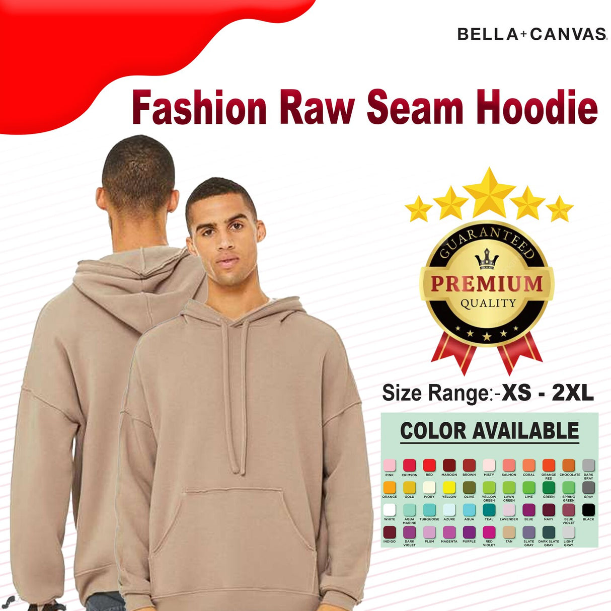 BELLA + CANVAS® Fashion Raw Seam Hoodie