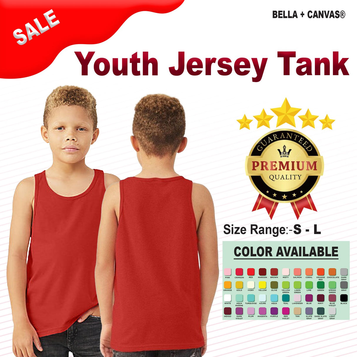 BELLA + CANVAS® Youth Jersey Sleeveless Tank Top - 3480Y