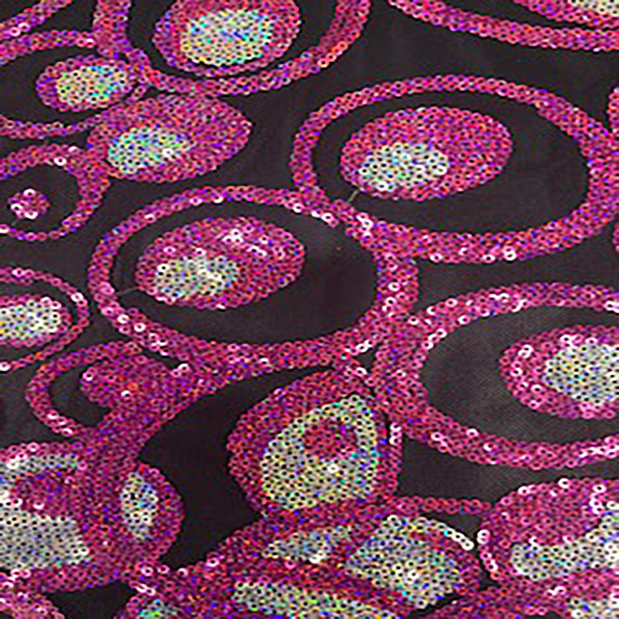 Mesh Sequin Hologram Fabric 50" Black Turquoise