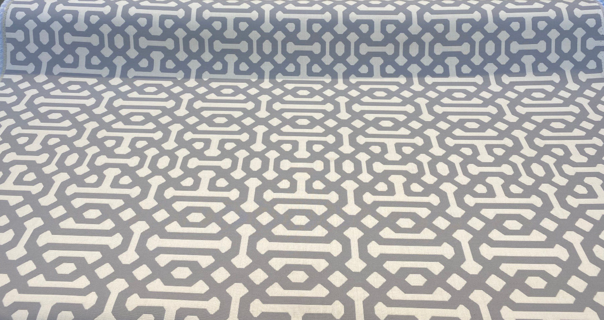 Sunbrella Fretwork Acrylic Fabric - Gray Dawn Geometric, 54" Width (1 Yard)
