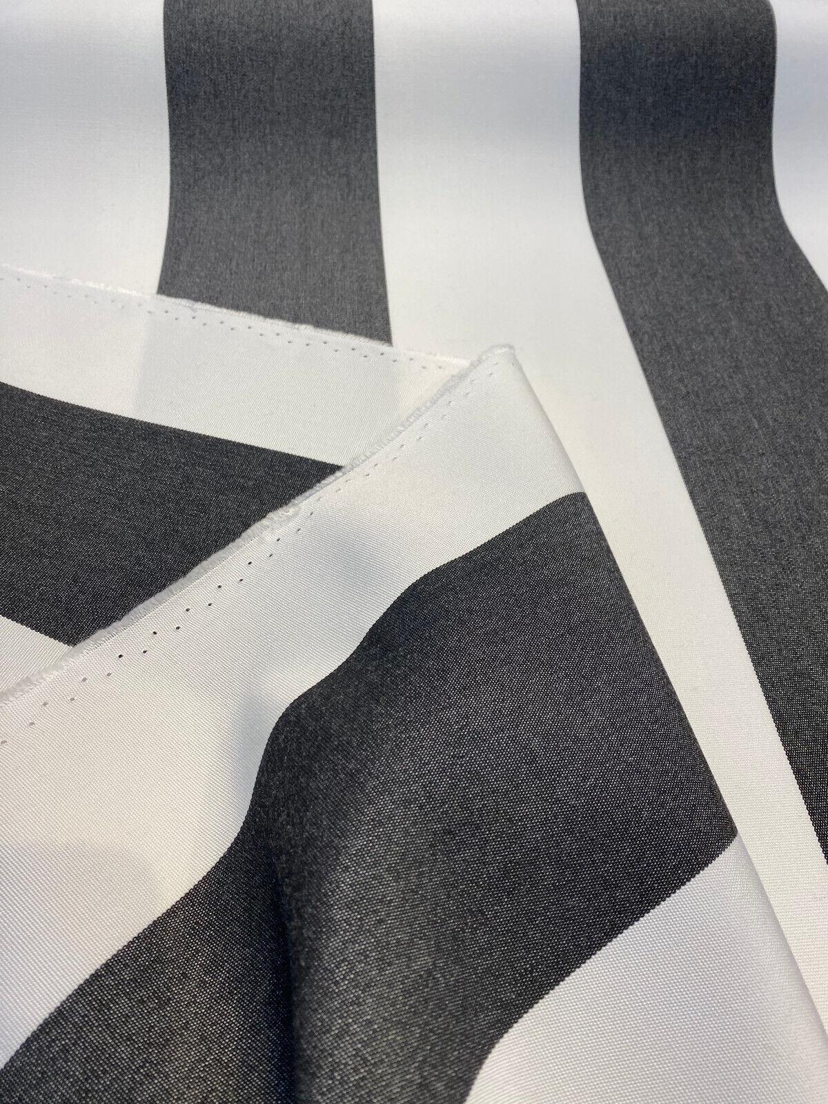 Sunbrella Classic Regal Stripes Acrylic Fabric - Black White Stripes, 54" Width (1 Yard)