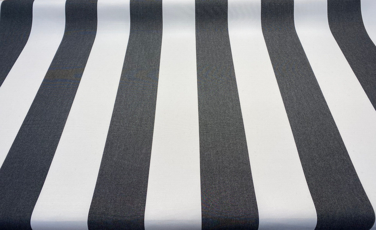 Sunbrella Classic Regal Stripes Acrylic Fabric - Black White Stripes, 54" Width (1 Yard)