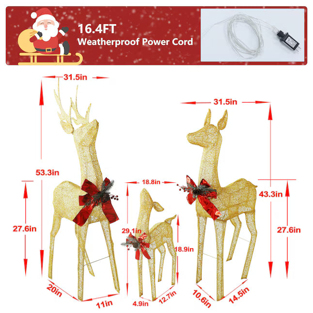 53.3-in Freestanding Reindeer Yard Decoration with White LED Lights