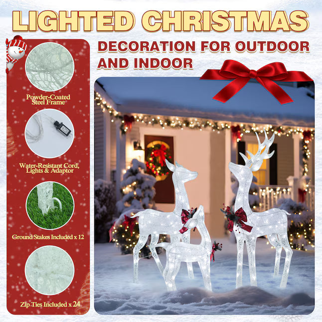 53.3-in Freestanding Reindeer Yard Decoration with Clear LED Lights