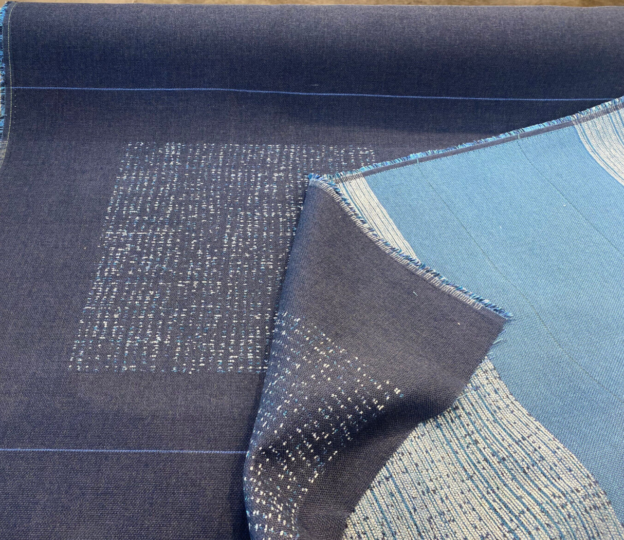 Sunbrella Soft Chenille Acrylic Fabric - Drift Blues, Blue/Teal/Light Blue, 56" Width (1 Yard)