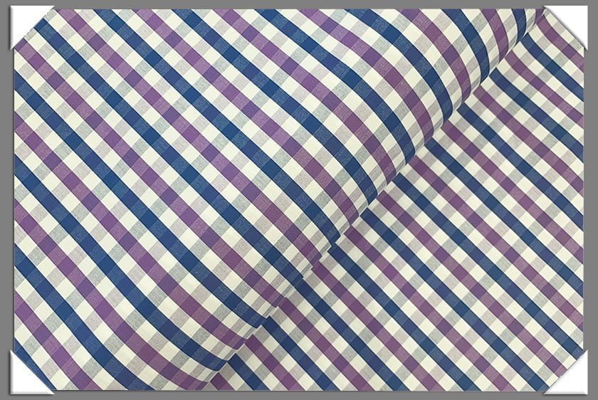 Blue Purple Gingham Cotton Shirting Cotton Fabric - Blue Purple Gingham, 58/60" Width (1 Yard)