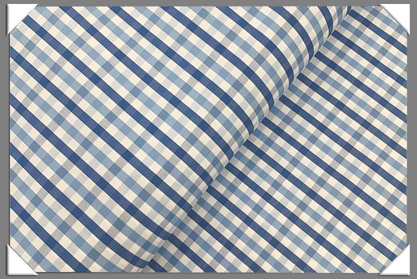 Gingham Shirting Cotton Fabric - Blue Gingham, 58/60" Width