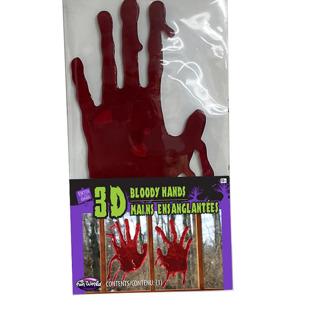 13 Inch Hanging Haunted House Window Cling Bloody Hand Decoration