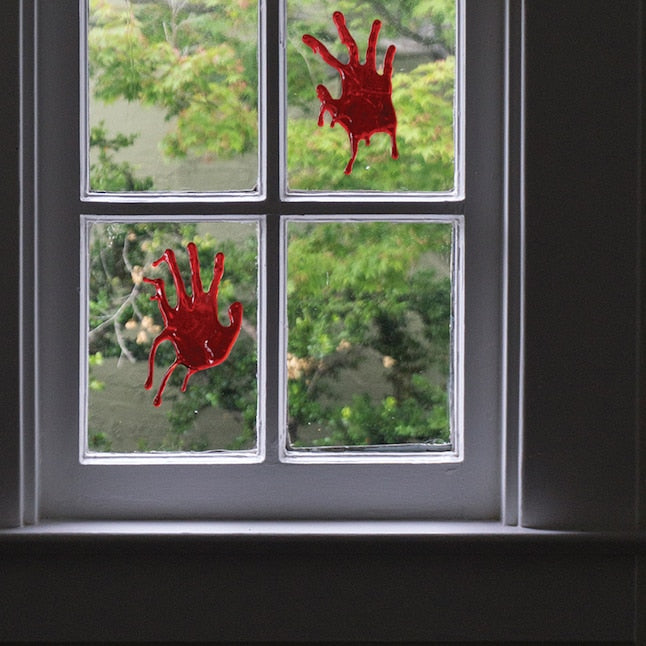 13 Inch Hanging Haunted House Window Cling Bloody Hand Decoration