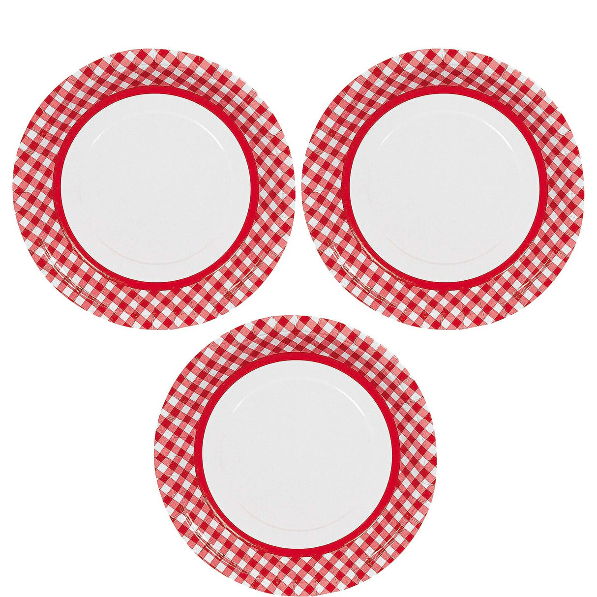 4th of July Red Gingham Paper Dinner Plates 24 Count