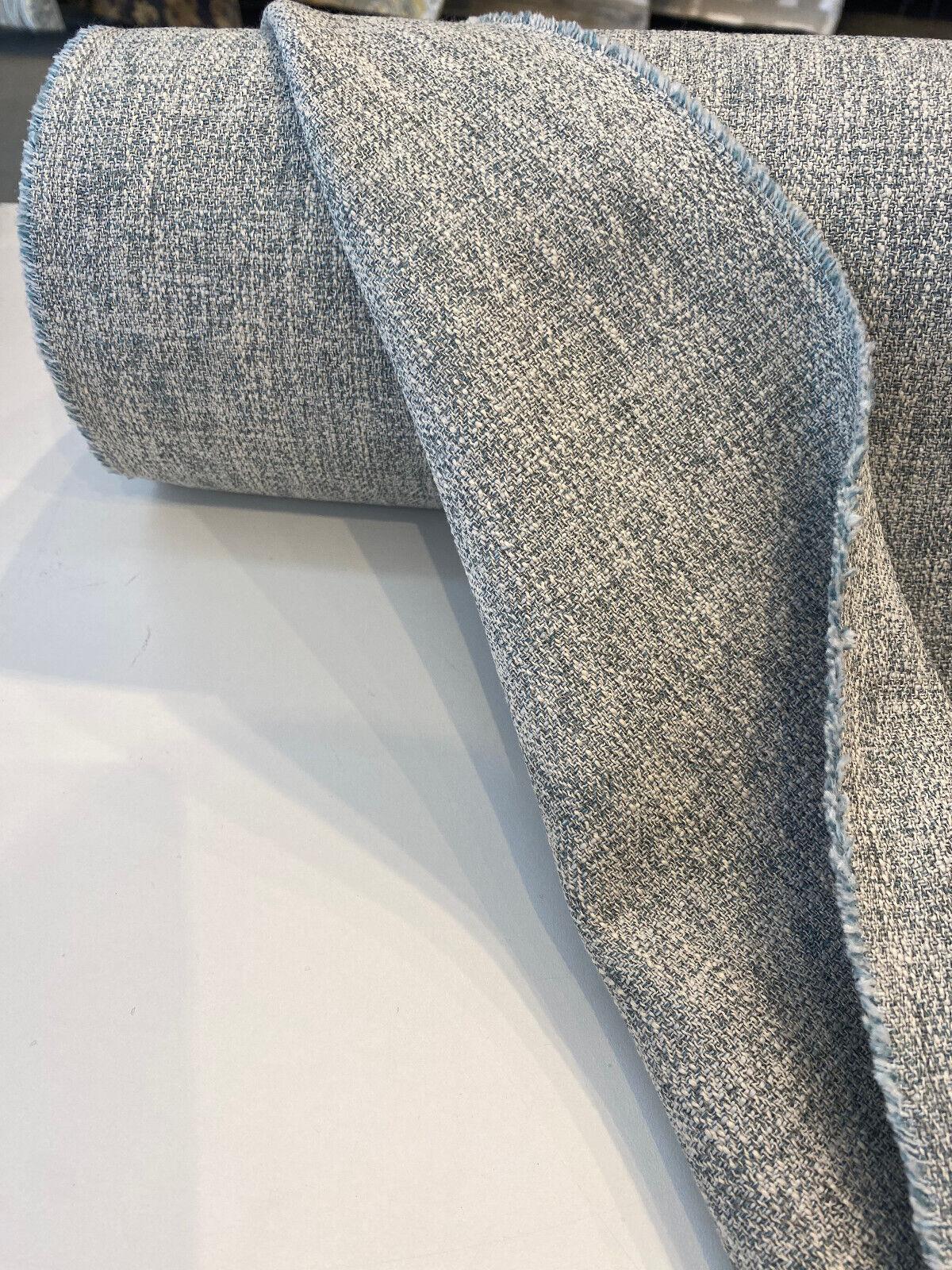 Berkley Spa Blue Linen Look Polyester Fabric - Solid Texture, 57" Width (By The Yard)