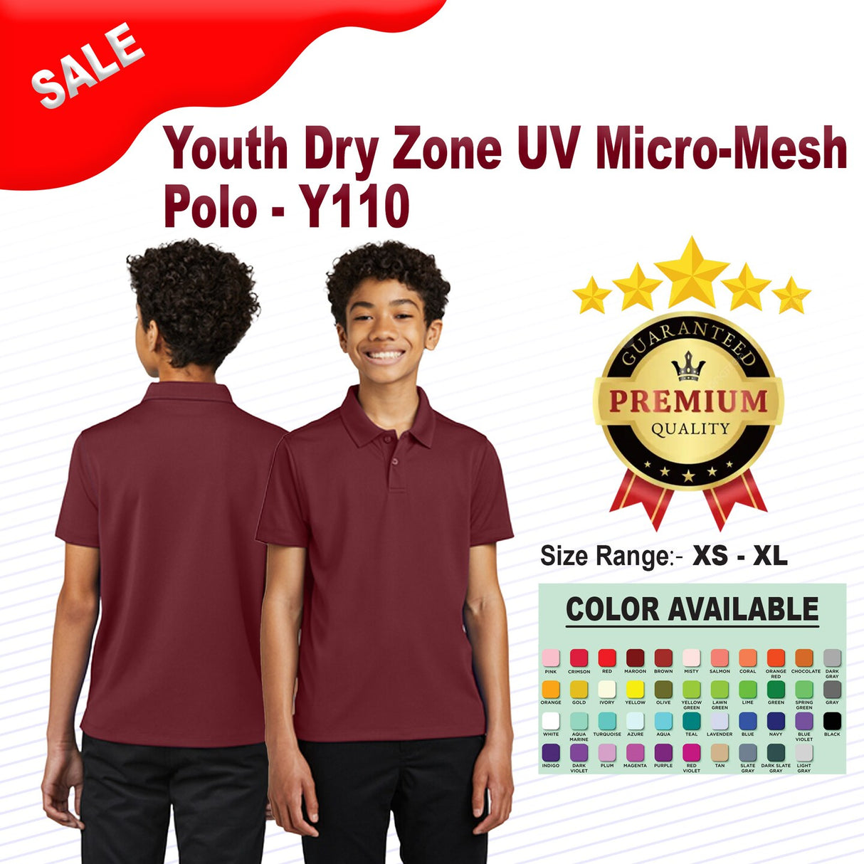 6 Pack: Port Authority® Youth Dry Zone UV Micro-Mesh Polo