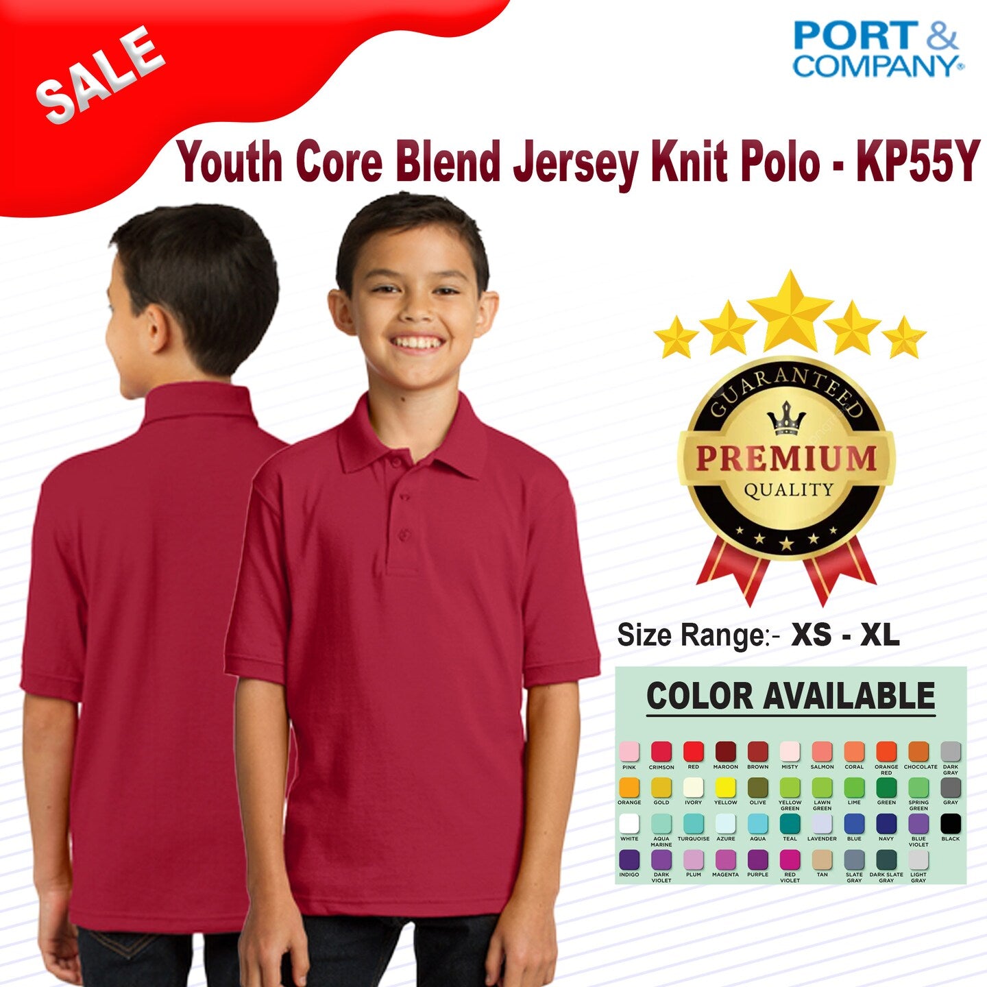 Port & Company® Youth Core Blend Jersey Knit Polo