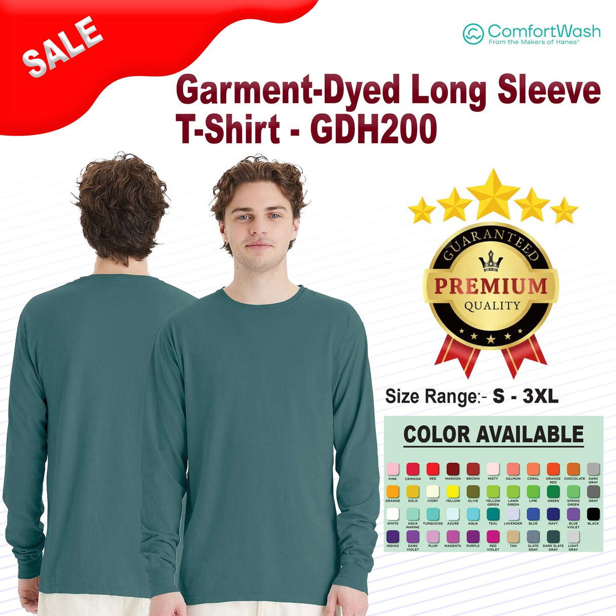 ComfortWash® Garment Dyed Crewneck Long Sleeve T-Shirt