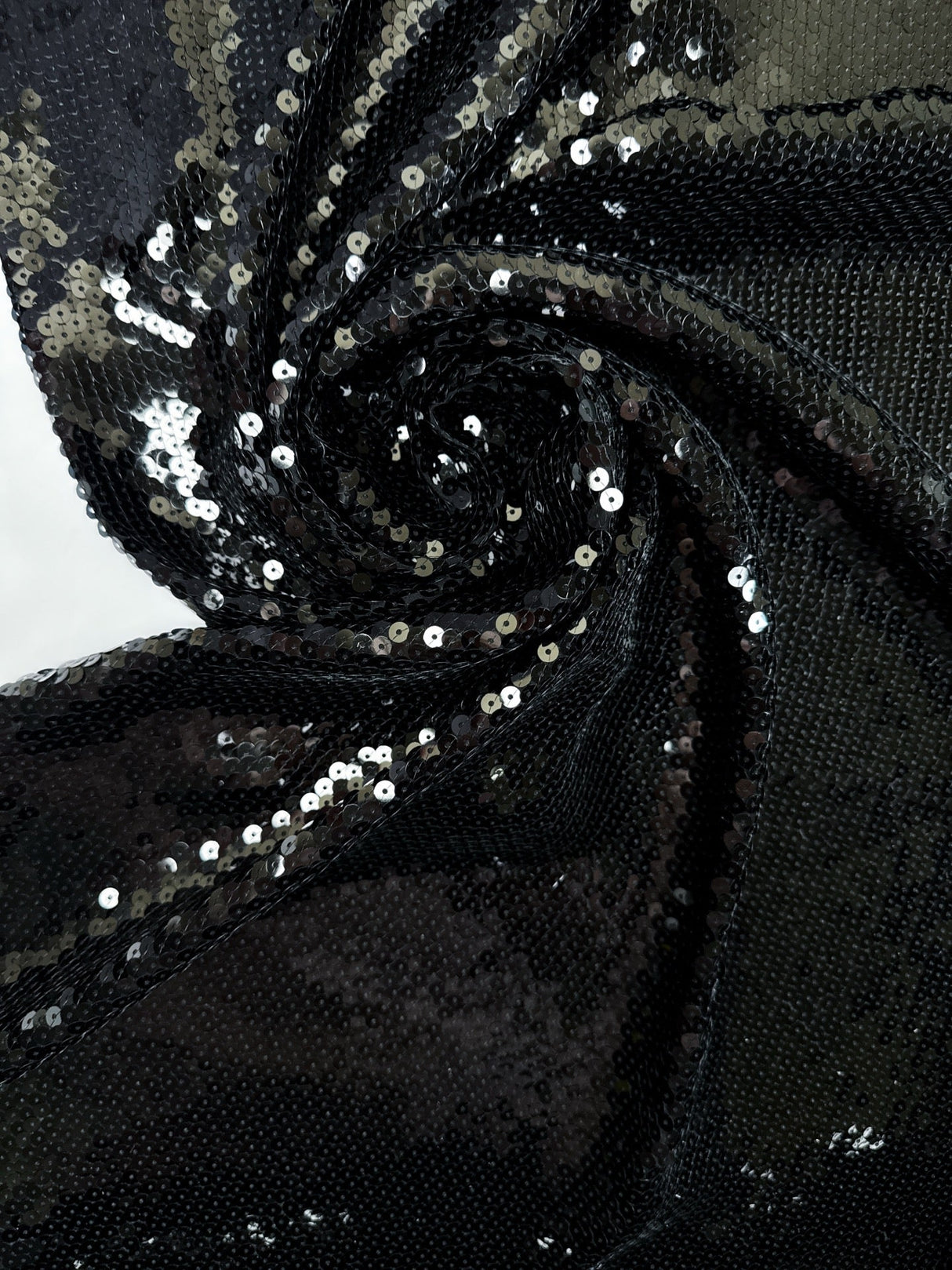 Black Crepe Sequined Polyamide Fabric