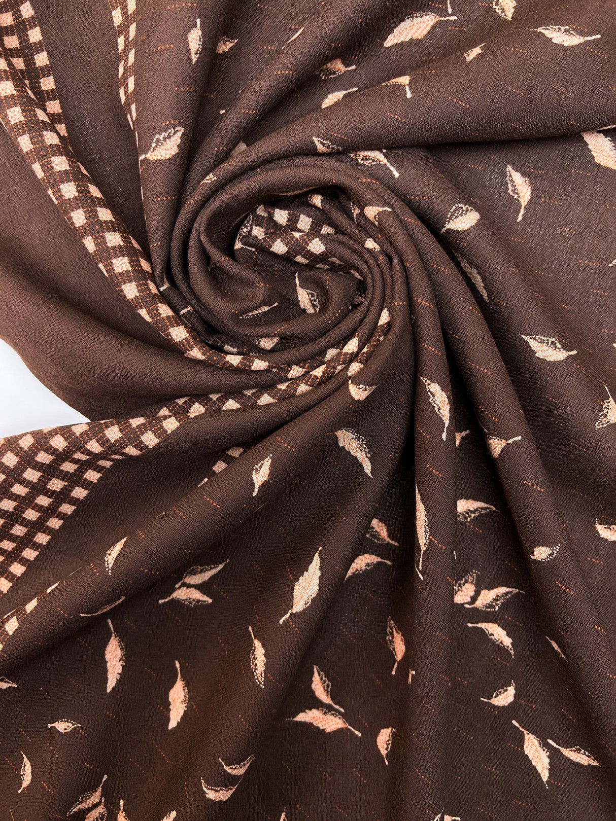 Italian Wool Floral Fabric Brown Beige
