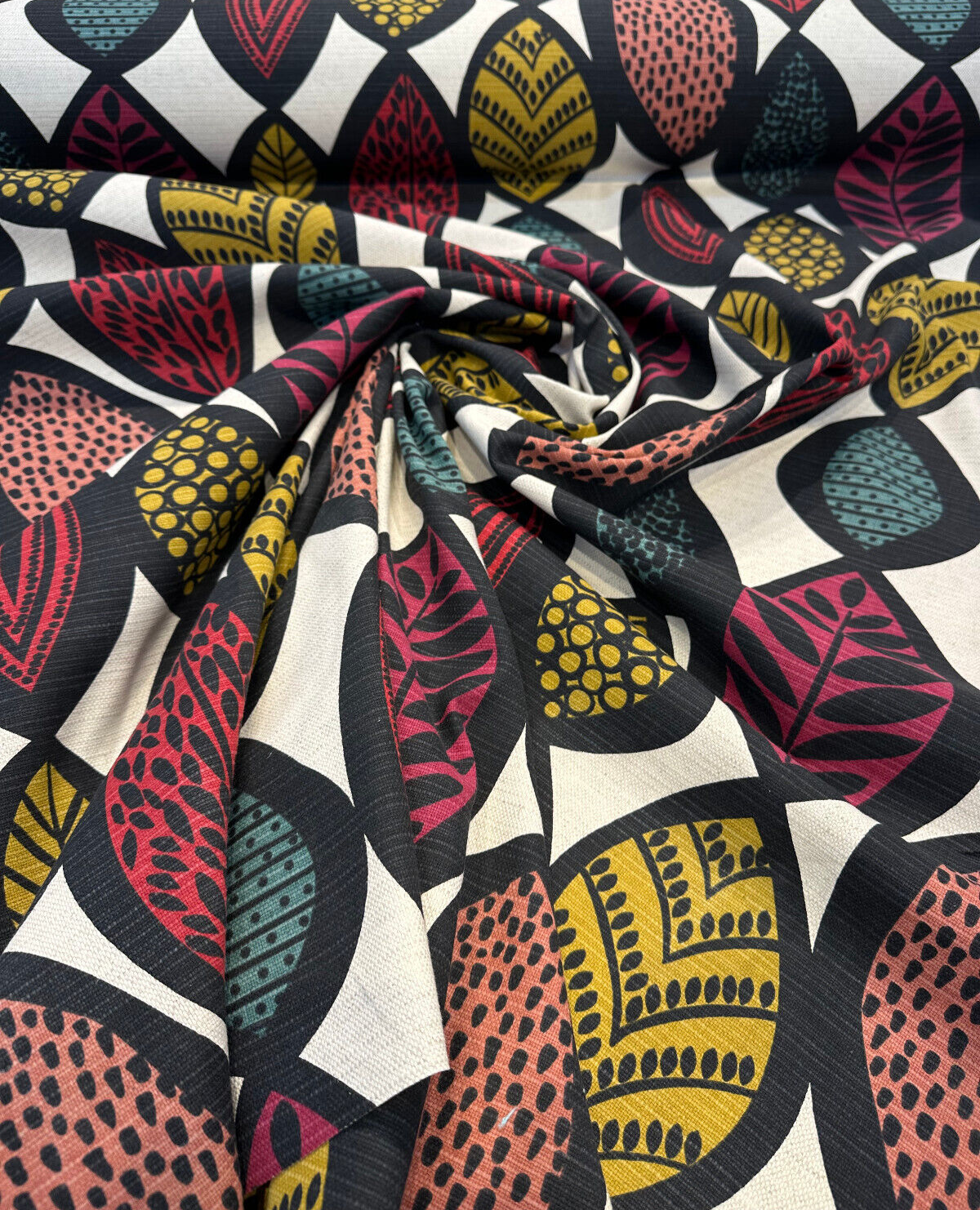 Amanda Jewel Leaves Linen Cotton Linen Fabric - Multicolor Leaf Pattern, 54" Width (1 Yard)