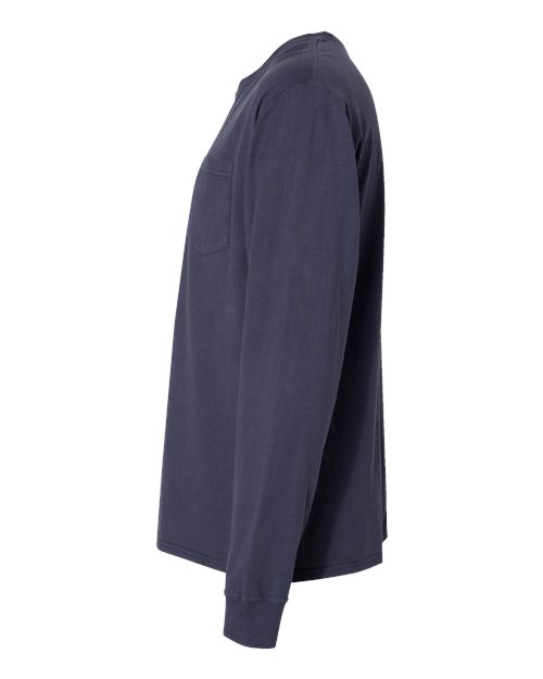 Unisex Garment-Dyed Long Sleeve T-Shirt With a Pocket