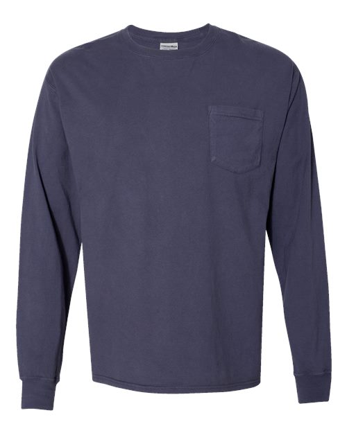 Unisex Garment-Dyed Long Sleeve T-Shirt With a Pocket