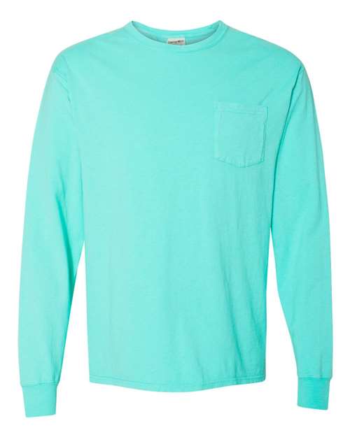 Unisex Garment-Dyed Long Sleeve T-Shirt With a Pocket