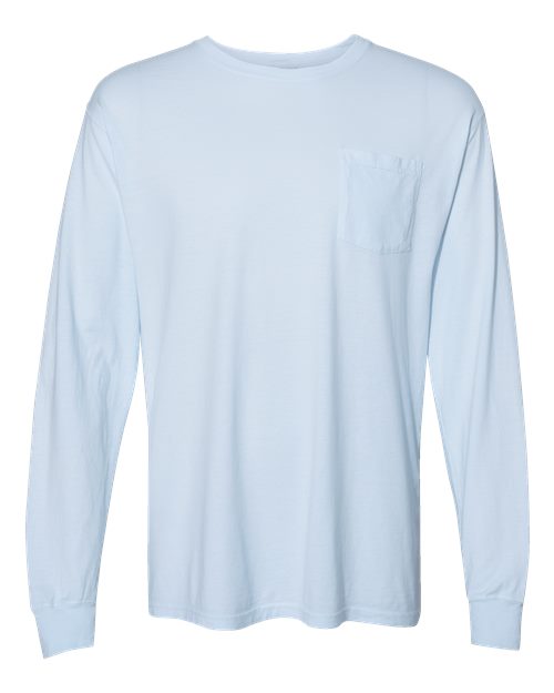 Unisex Garment-Dyed Long Sleeve T-Shirt With a Pocket