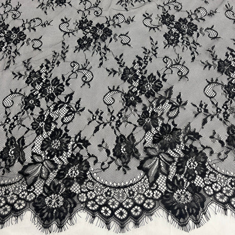 3 Yards Chantilly Embroidered Lace Fabric with Eyelash Scallop