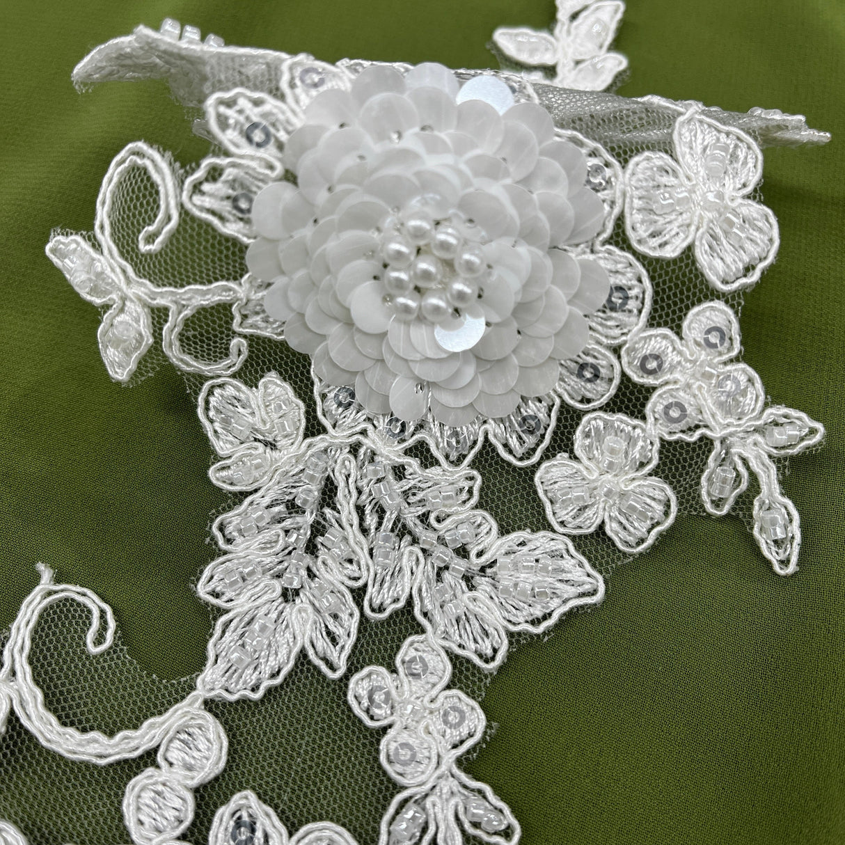 Beaded Floral Lace Applique