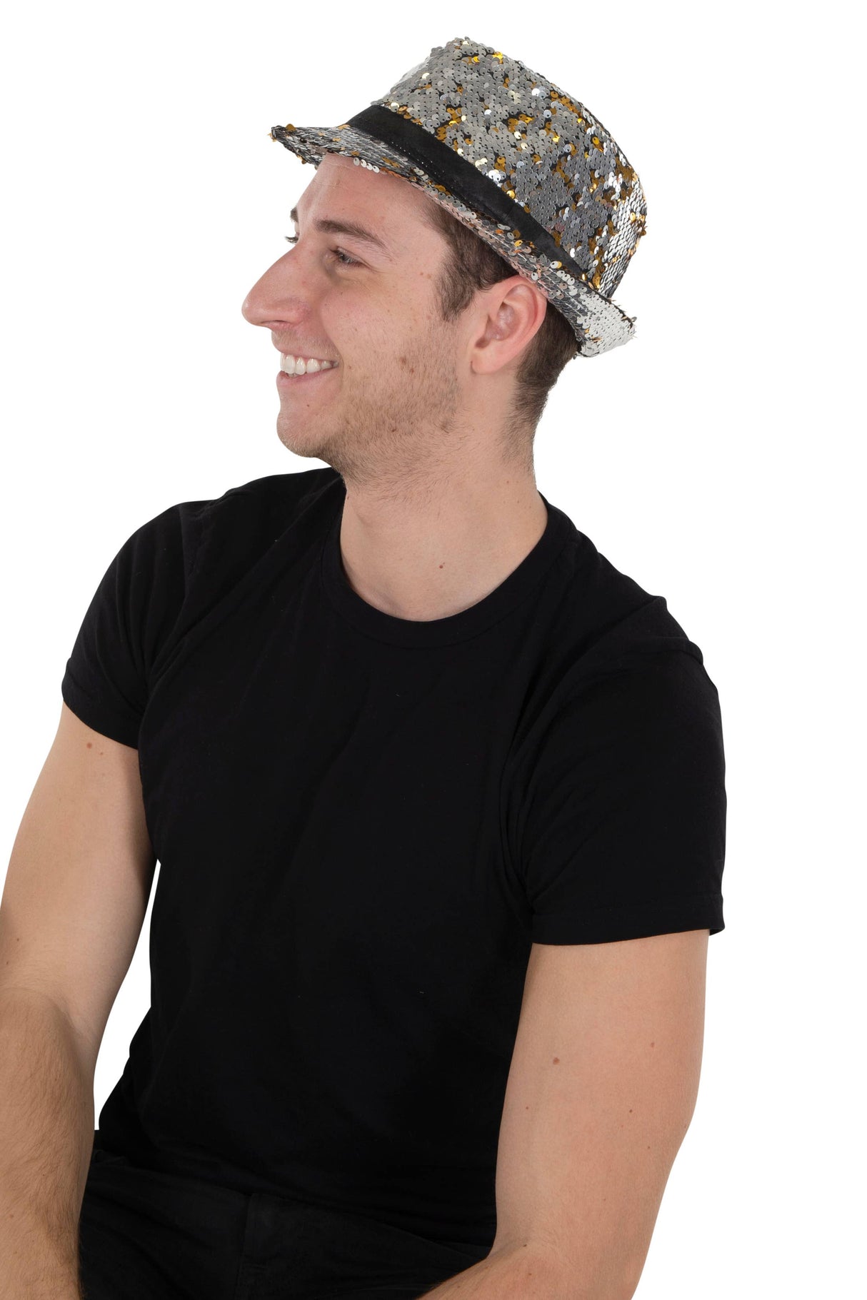 Silver Hat with Reversible Sequins